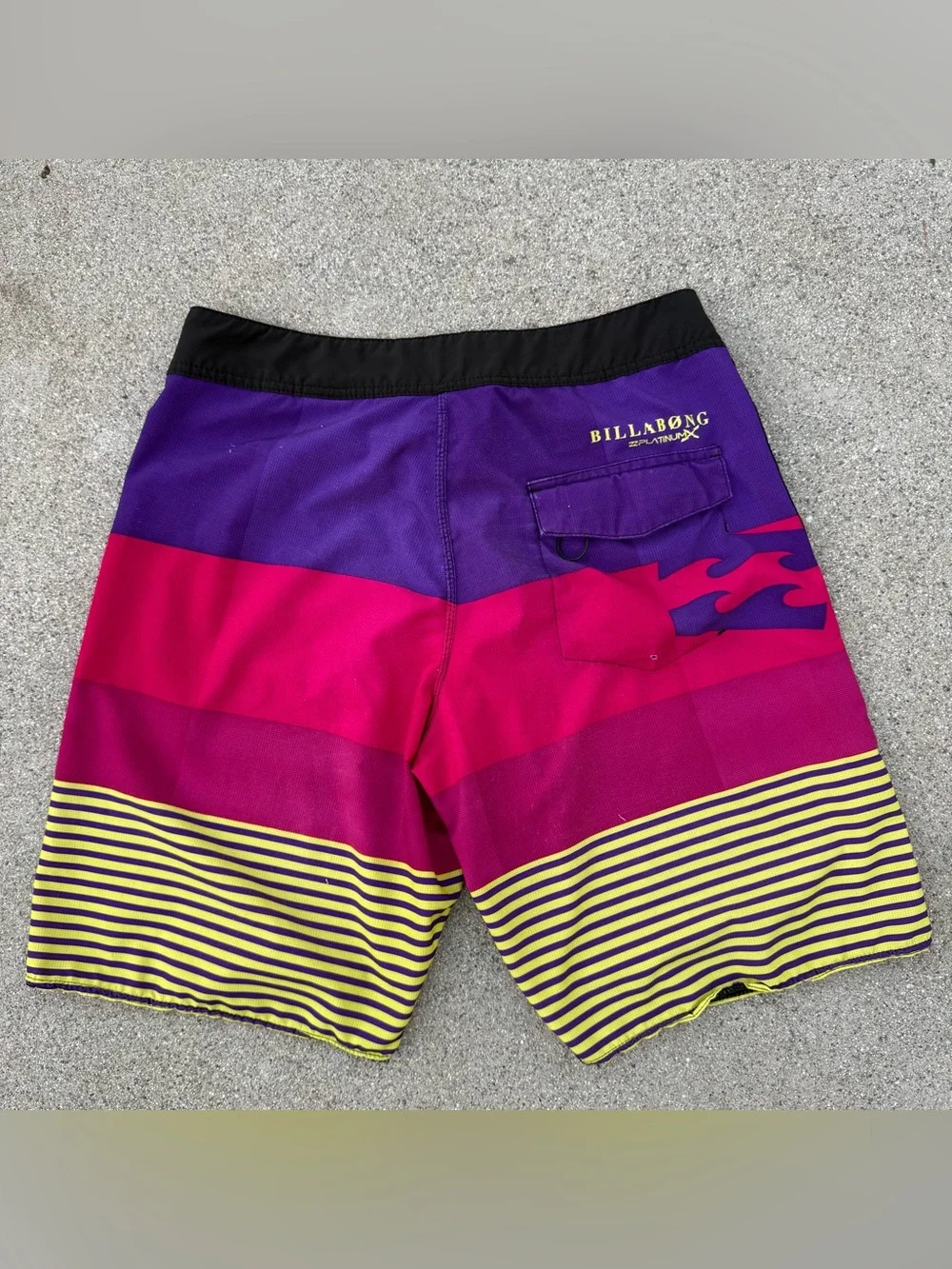 Y2K Billabong Platinum X Neon Board Shorts Mens Size 33 Preowned surfer summer